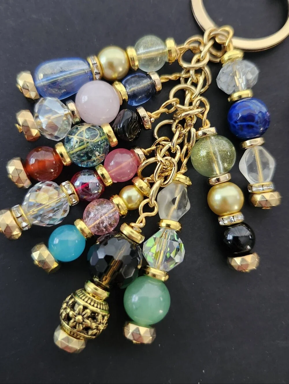 Skull Purse Charm or Keychain Aventurine Carnelian Quartz Handcrafted
